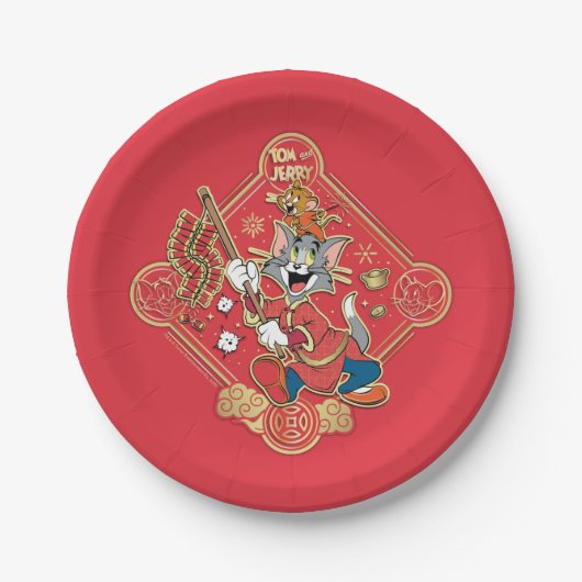 Tom & Jerry Lighting Firecrackers Papieren Bordje (Voorkant)