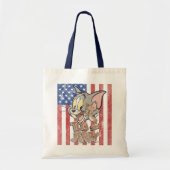 Tom & Jerry met Amerikaanse vlag Tote Bag (Voorkant)