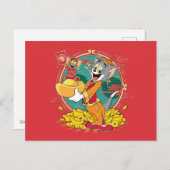 Tom & Jerry New Years Red Envelope Feestdagenkaart (Voorkant / Achterkant)