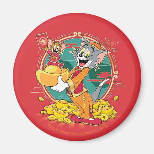 Tom & Jerry New Years Red Envelope Magneet (Voorkant)