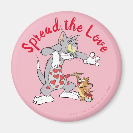 Tom & Jerry Painting Valentijn Hearts Magneet (Voorkant)