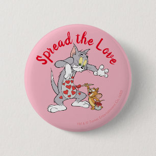Tom & Jerry Painting Valentijn Hearts Ronde Button 5,7 Cm