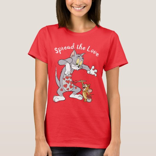 Tom & Jerry Painting Valentijn Hearts T-shirt (Voorkant)