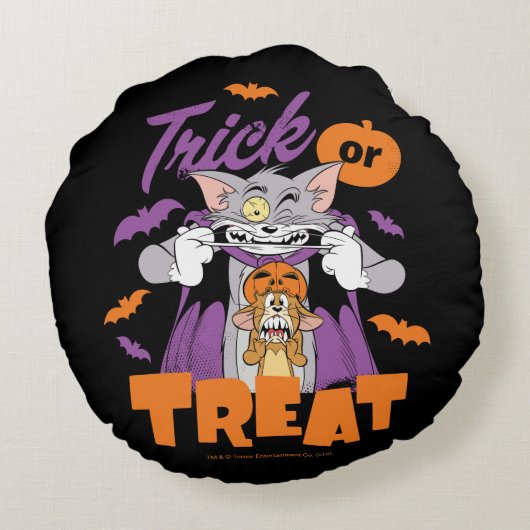 Tom & Jerry | Trick or treat Rond Kussen (Achterkant)