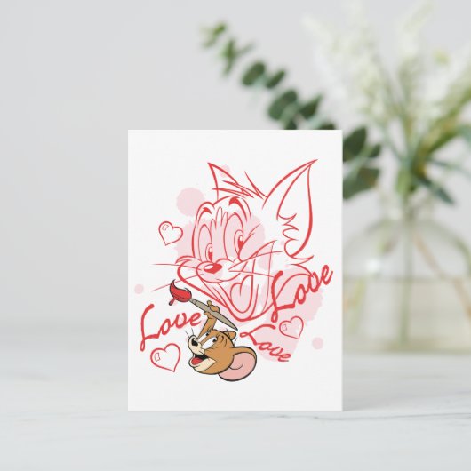 Tom & Jerry Valentijn schilderen Feestdagenkaart (Staand voorkant)