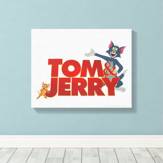Tom & Jerry with Movie Logo Canvas Afdruk (Insitu (Houten vloer))