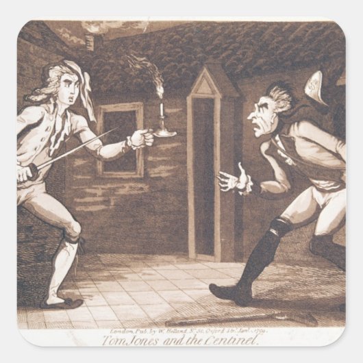 Tom Jones en het Centinel, 1799 Vierkante Sticker (Voorkant)