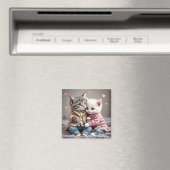 Tom & Luna Valentine Magnet | Cute Cat Magnet (In Situ (Lave-vaisselle))