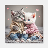 Tom & Luna Valentine Magnet | Cute Cat Magnet (Devant)