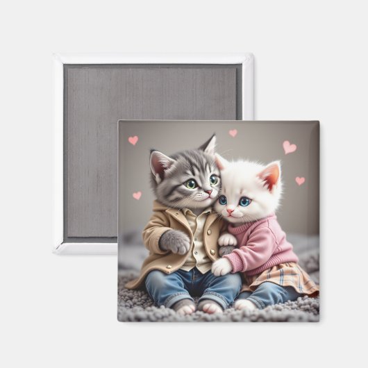 Tom & Luna Valentine Magnet | Cute Cat Magnet Magneet (Voorkant / Achterkant)
