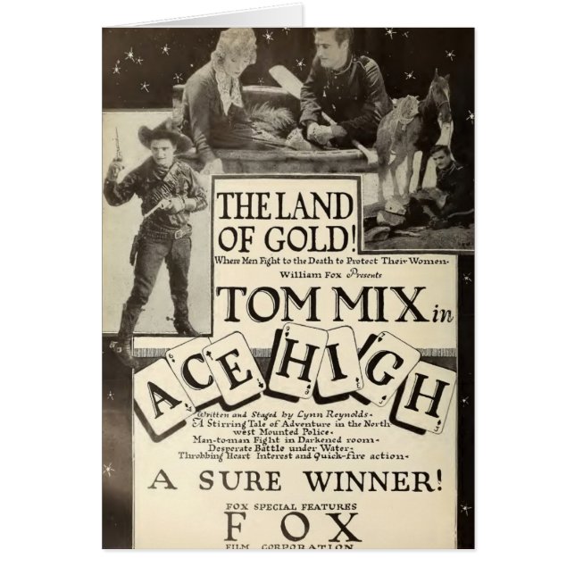 Tom Mix Ace High 1918 carte de publicité de film (Devant)
