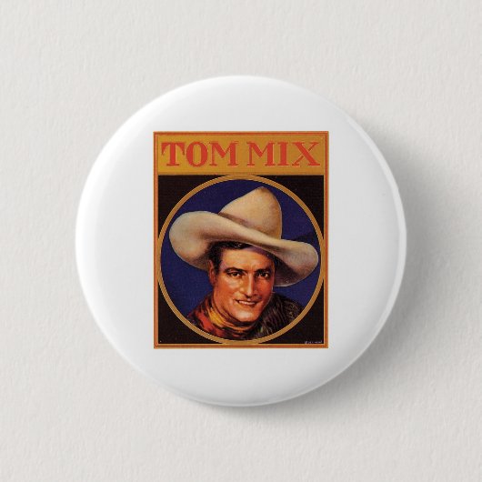  Tom Mix Cowboy Cigar Label Ronde Button 5,7 Cm (Voorkant)