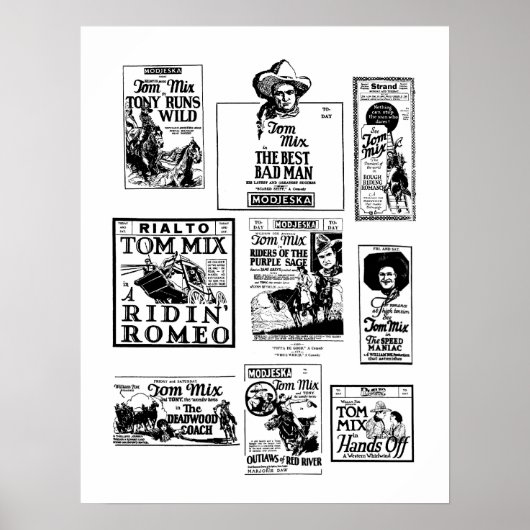 Tom Mix Silent Movies advertenties Poster (Voorkant)