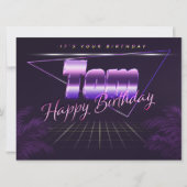 Tom Nom Prénom lila retro Carte Anniversaire (Devant)