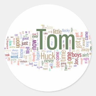 Tom Sawyer Word Cloud Ronde Sticker