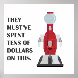 Tom Servo Bot over stad Poster