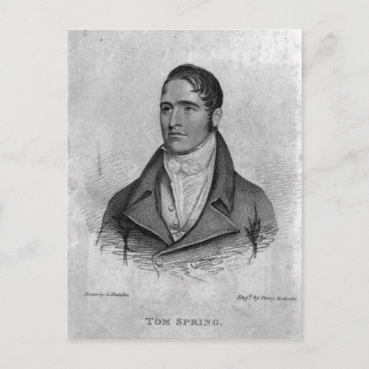 Tom Spring, gegraveerd door Percy Roberts Briefkaart (Voorkant)