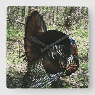 TOM TURKEY FULL STRUT SQUARE WALL CLOCK VIERKANTE KLOK
