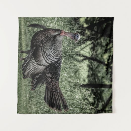 Tom Turkey Sage Green B&W Wandkleed (Voorkant (horizontaal))