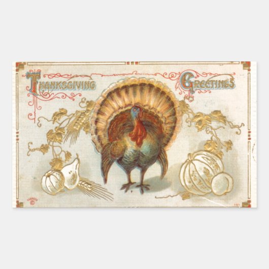 Tom Turkey Thanksgiving Greetings Sticker (Voorkant)