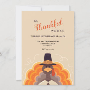 Tom Turkey Thanksgiving Invitation Kaart
