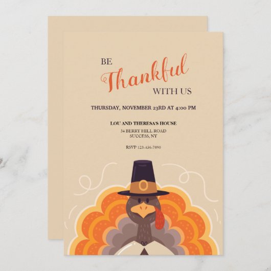 Tom Turquie Thanksgiving Invitation (Devant / Derrière)