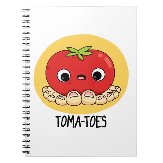 Toma-toes Grappige Tomaat Met Tenen Woordgrap  Notitieboek (Voorkant)