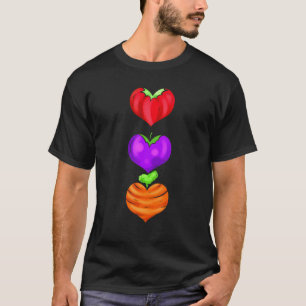 Tomaat Aubergine En Wortel Als Hartjes Ga Vegan T-shirt