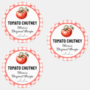 Tomaat Chutney bliklabel met geruit ontwerp Labels