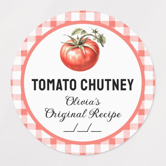 Tomaat Chutney bliklabel met geruit ontwerp Labels (Design 2)