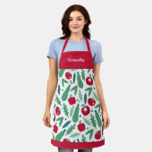 Tomaat en komkommer Vegetable Pattern met naam Red Schort (Gedragen)