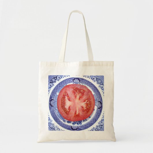 Tomaat en Willow Pattern Bord. Tote Bag (Voorkant)