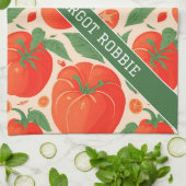 Tomaat Retro Kleurrijk Gepersonaliseerd Patroon Theedoek (Gevouwen)