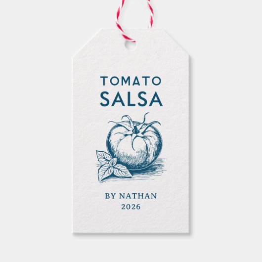 Tomaat salsa aangepaste kleuren cadeaulabel (Voorkant)