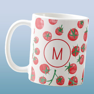 Tomaat Waterverf Mediterraan Monogram Initiaal Koffiemok