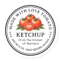 Tomat ketchup zelfgemaakte inmaakvoedsel sticker