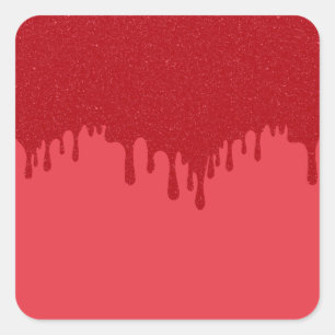 Tomat Rood Drip Effect Vierkante Stickers – Aanpas
