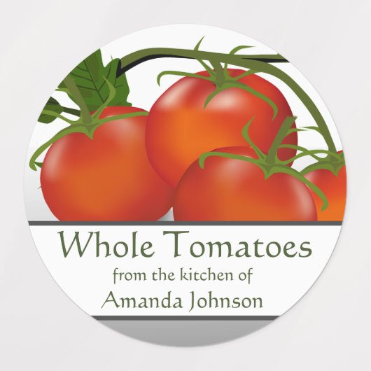 Tomate entier Tomates Canning Circle Étiquettes al (Design 1)