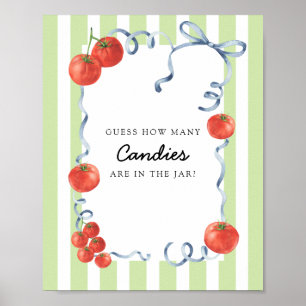 Tomaten Baby Shower Raad hoeveel snoepjes Poster