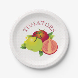 Tomaten en fruit groenten en fruit papieren bordje