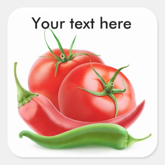 Tomaten en paprika's vierkante sticker (Voorkant)