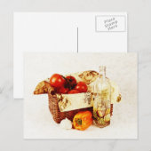 Tomaten in een mand en olijfolie briefkaart (Voorkant / Achterkant)