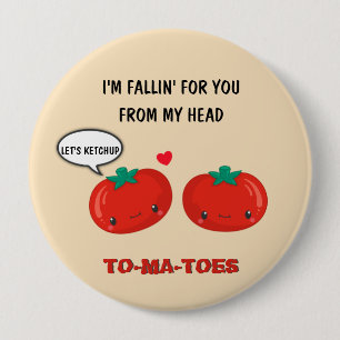 Tomaten in Love Cute Romantic Valentijnsdag Ronde Button 4,0 Cm