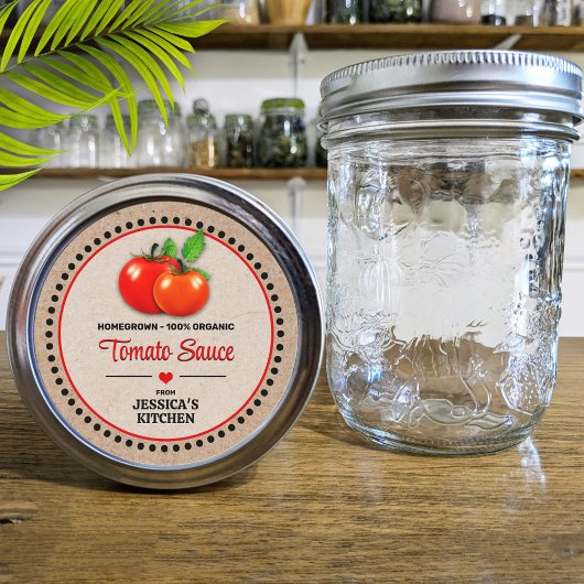 Tomaten Inblikken Jar Kraft Papier Stijl Label