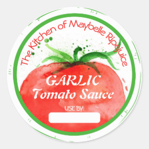 Tomaten tomatensaus salsa home inblikken ronde sticker