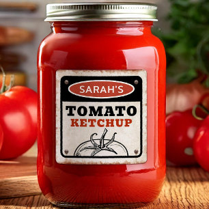 Tomatenketchup bewerkbaar etiket met grunge teken