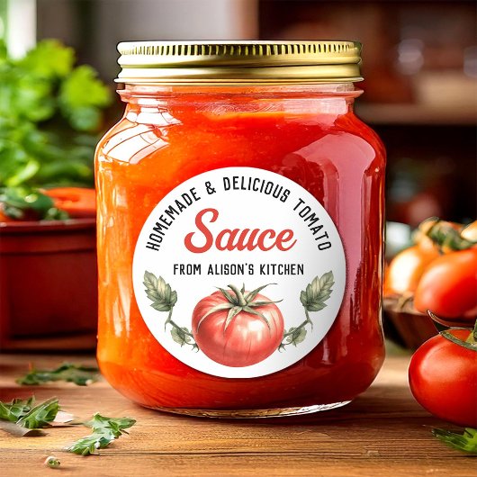 Tomatensap aangepaste stijl inblikken ronde sticker