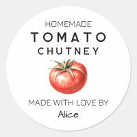 Tomatensaus-etiket met waterverf tomaten