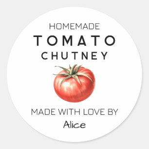 Tomatensaus-etiket met waterverf tomaten ronde sticker