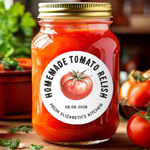 Tomatensaus-etiket voor thuisgemaakte tomaat ronde sticker